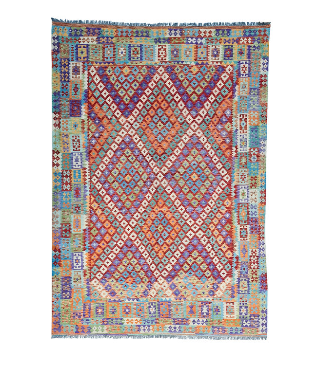 410x305 cm Hand Woven Afghan Wool Kilim Area Rug