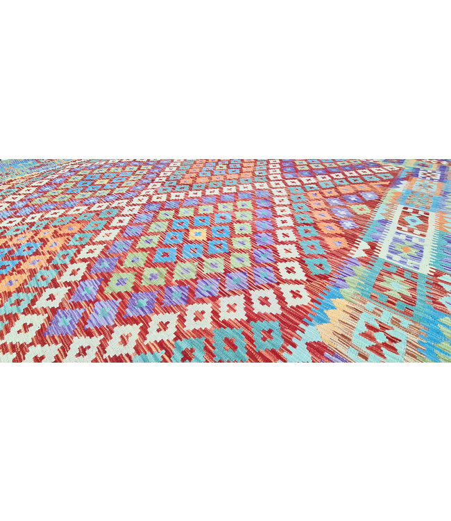 410x305 cm Hand Woven Afghan Wool Kilim Area Rug