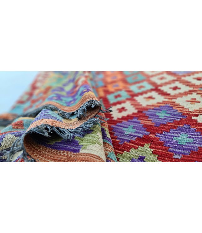 410x305 cm Hand Woven Afghan Wool Kilim Area Rug