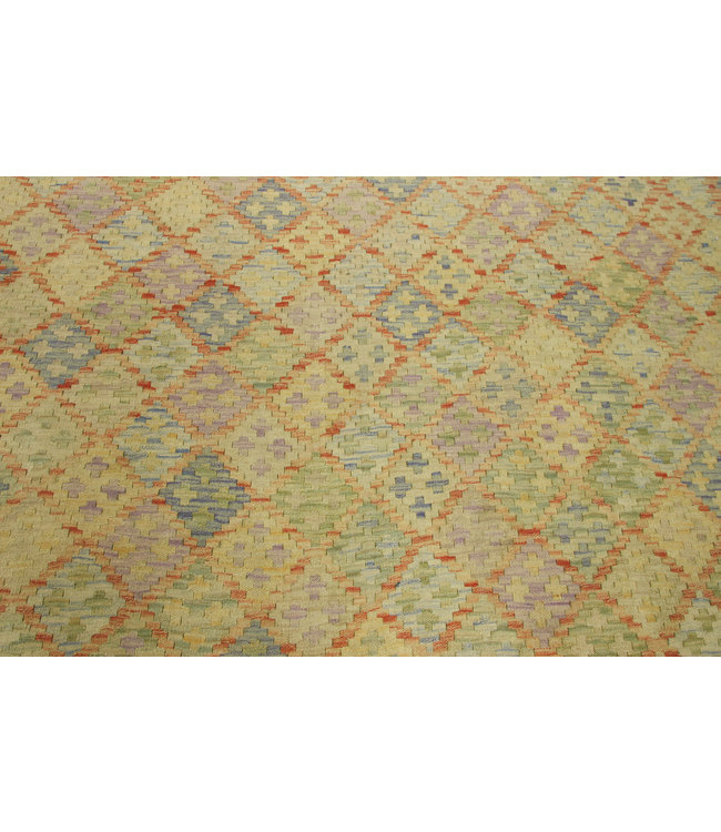 Handgemaakt Oosters Kelim Wol Vloerkleed 300x206 cm