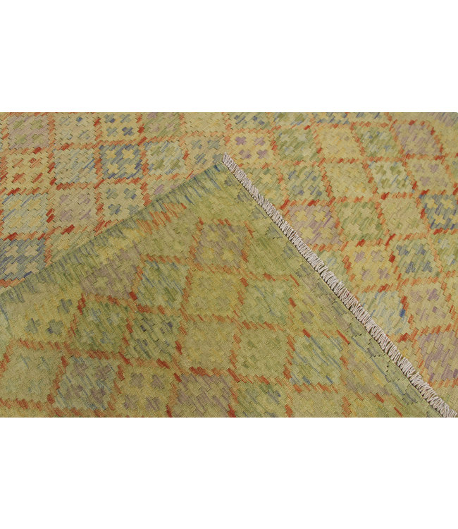 Handgemaakt Oosters Kelim Wol Vloerkleed 300x206 cm