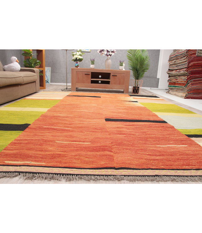 305x254cm Handgeweven modern Kelim Tapijt Wol