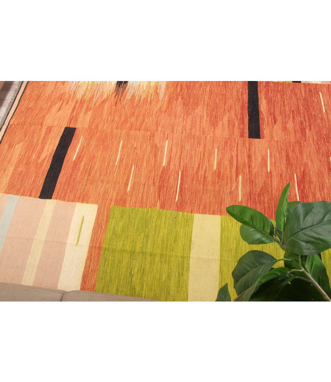 305x254cm Handmade Afghan modern Kilim Area Rug Wool Carpet