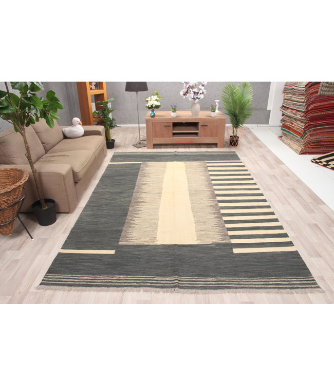 297x205cm Handgeweven modern Kelim Tapijt Wol