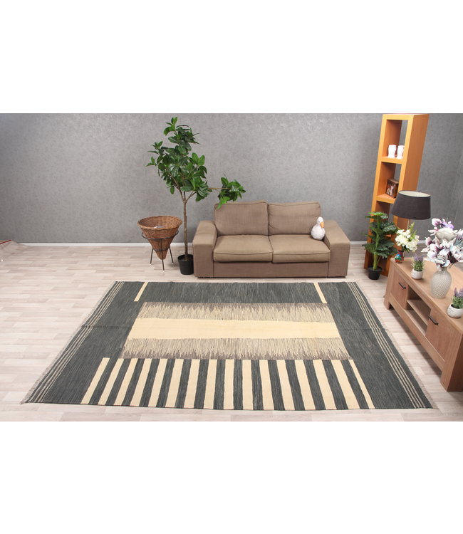 297x205cm Handmade Afghan modern Kilim Area Rug Wool Carpet