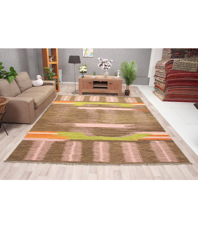 307x252cm Handmade Afghan modern Kilim Area Rug Wool Carpet