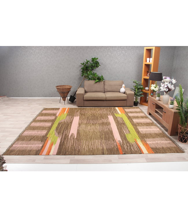 307x252cm Handmade Afghan modern Kilim Area Rug Wool Carpet