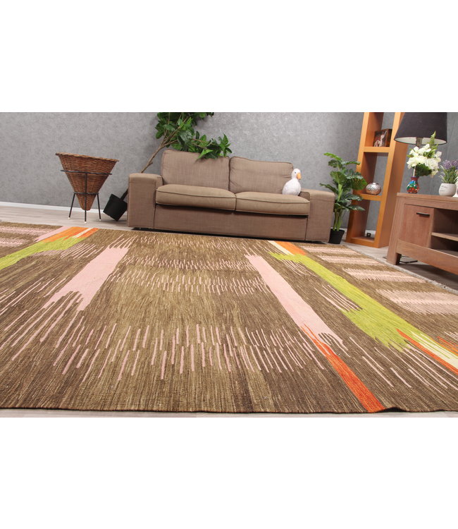 307x252cm Handmade Afghan modern Kilim Area Rug Wool Carpet