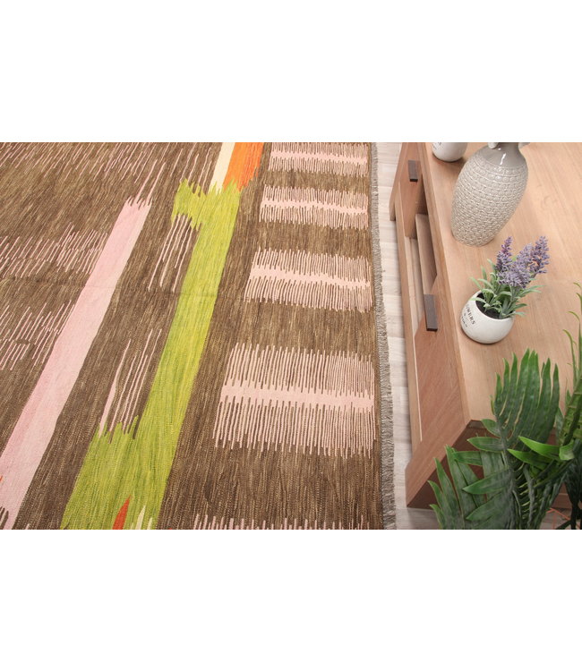 307x252cm Handmade Afghan modern Kilim Area Rug Wool Carpet