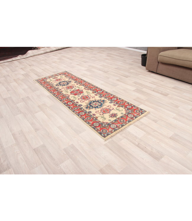 188x65 cm Hand Knotted Kazak Wool  Runner Rug Oriental Carpet