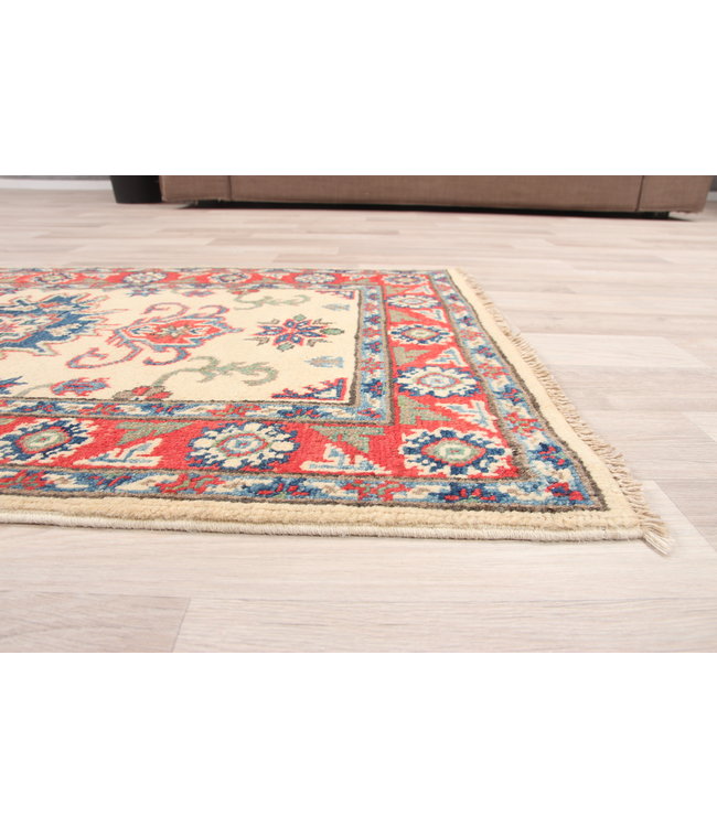 188x65 cm Handgeknoopt Kazak Vloerkleed Wollen Loper Tapijt
