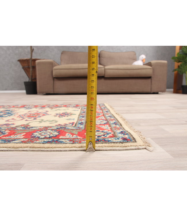 188x65 cm Handgeknoopt Kazak Vloerkleed Wollen Loper Tapijt