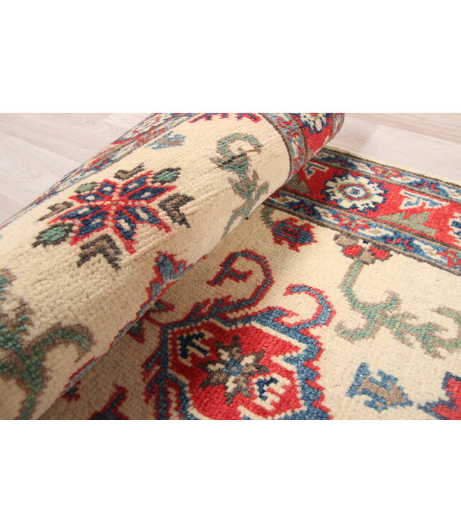 188x65 cm Hand Knotted Kazak Wool  Runner Rug Oriental Carpet