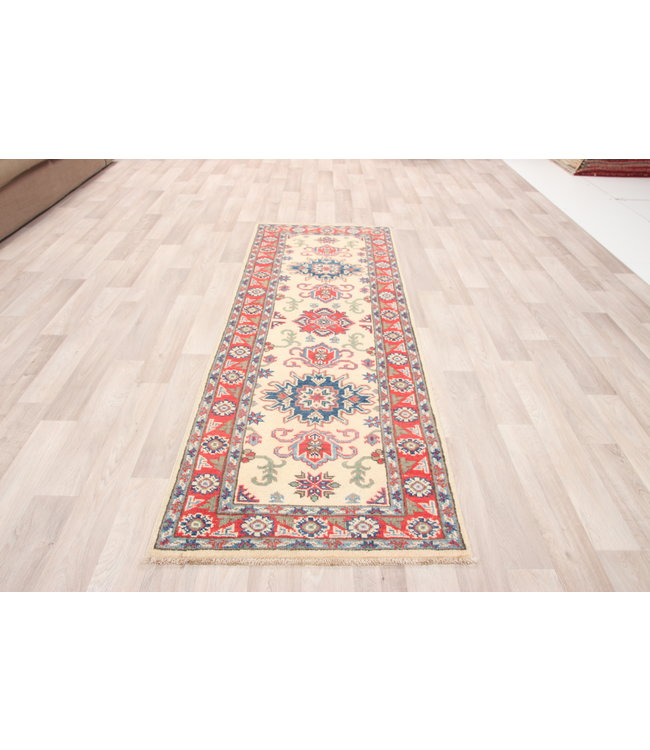 188x65 cm Handgeknoopt Kazak Vloerkleed Wollen Loper Tapijt