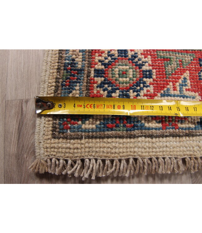 188x65 cm Handgeknoopt Kazak Vloerkleed Wollen Loper Tapijt