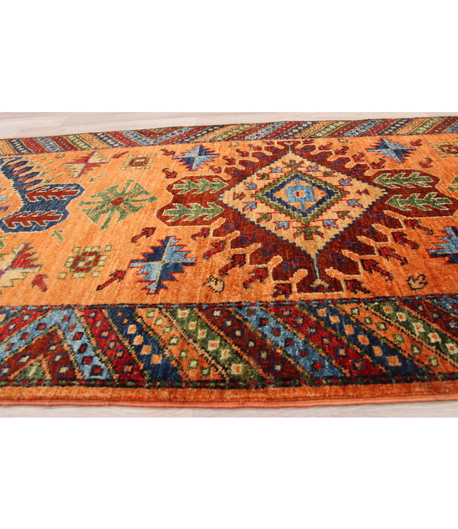 296x81 cm Handgeknoopt Kazak Vloerkleed Wollen Loper Tapijt