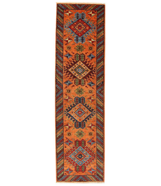 296x81 cm Hand Knotted Kazak Wool  Runner Rug Oriental Carpet