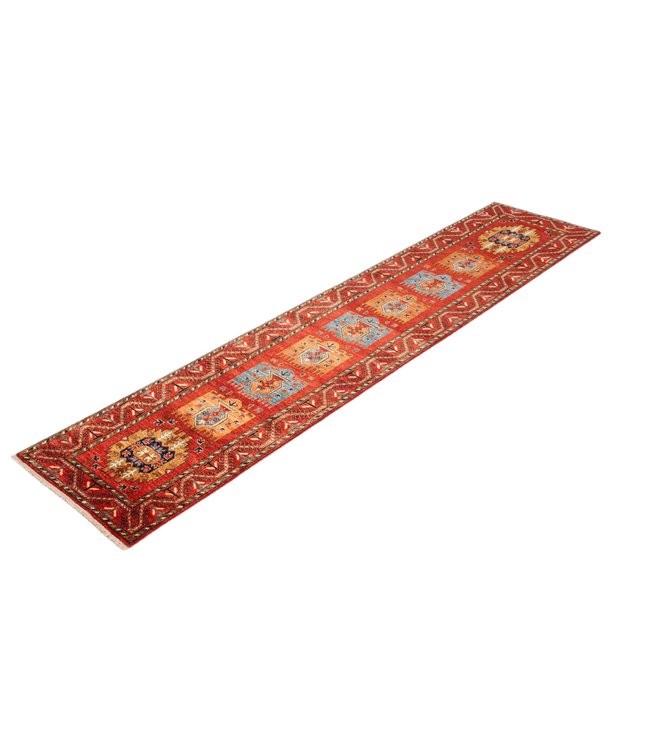 416x90 cm Hand Knotted Kazak Wool  Runner Rug Oriental Carpet