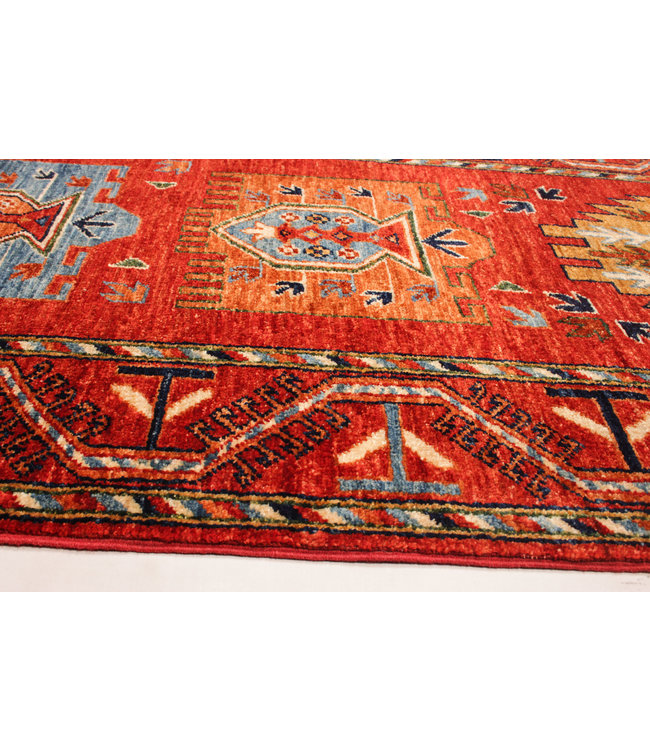 416x90 cm Handgeknoopt Kazak Vloerkleed Wollen Loper Tapijt