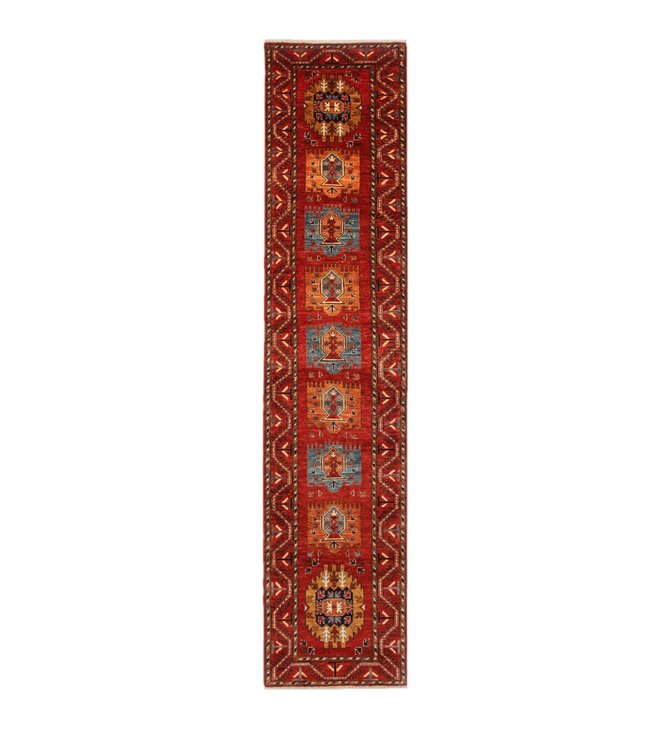 416x90 cm Hand Knotted Kazak Wool  Runner Rug Oriental Carpet