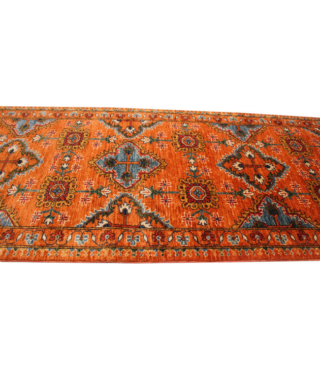 387x93 cm Hand Knotted Kazak Wool  Runner Rug Oriental Carpet
