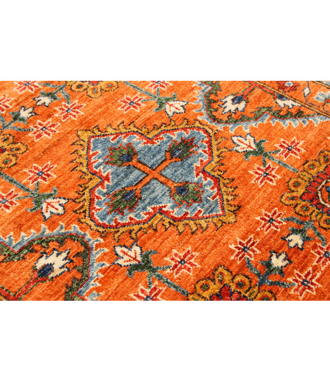 387x93 cm Hand Knotted Kazak Wool  Runner Rug Oriental Carpet