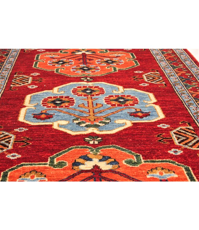 411x93 cm Handgeknüpft Kazak Wolle Läufer Teppich