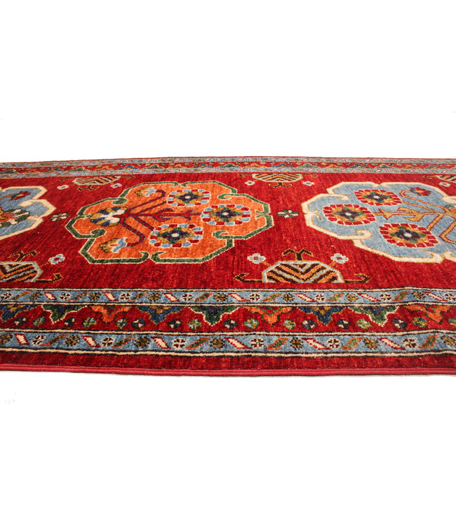 411x93 cm Handgeknoopt Kazak Vloerkleed Wollen Loper Tapijt