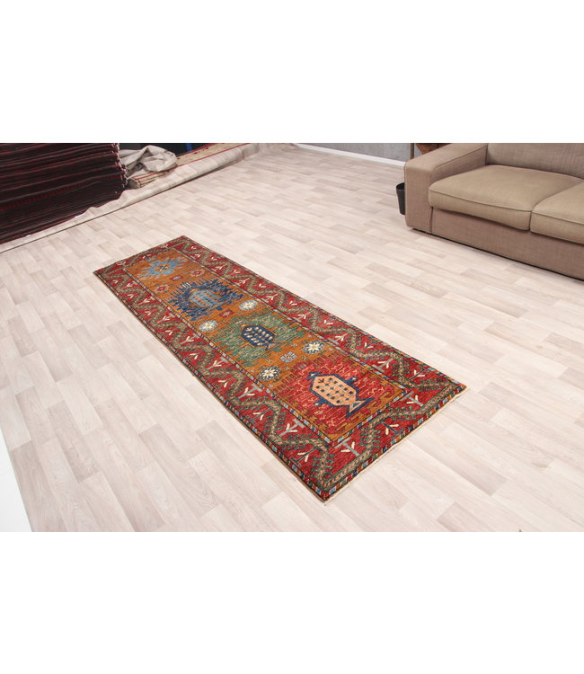 273x81 cm Hand Knotted Kazak Wool  Runner Rug Oriental Carpet