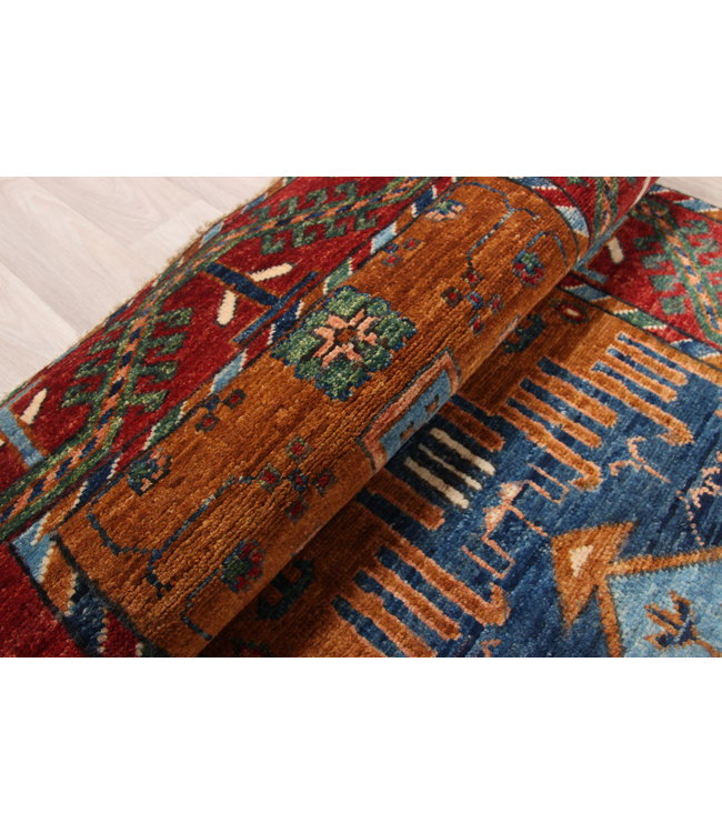 273x81 cm Handgeknoopt Kazak Vloerkleed Wollen Loper Tapijt