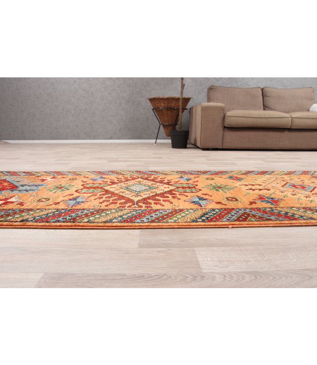 297x80 cm Handgeknoopt Kazak Vloerkleed Wollen Loper Tapijt