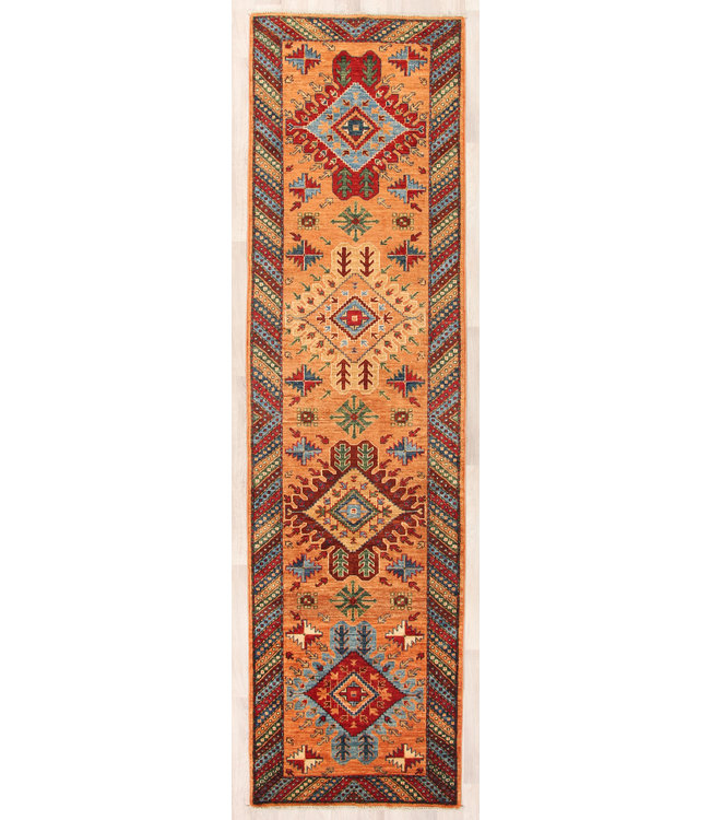 297x80 cm Hand Knotted Kazak Wool  Runner Rug Oriental Carpet