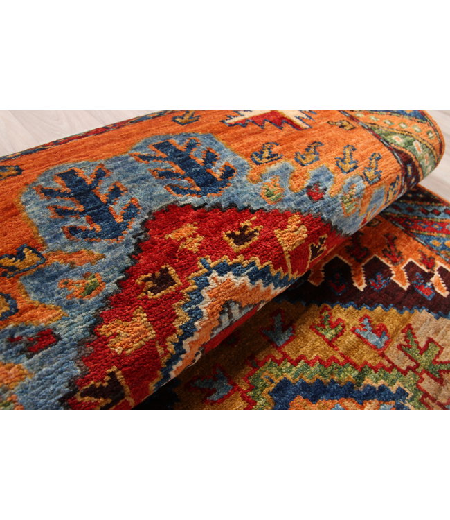 302x83 cm Handgeknoopt Kazak Vloerkleed Wollen Loper Tapijt