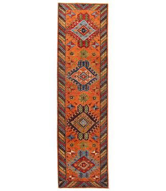 302x83 cm Handgeknoopt Kazak Vloerkleed Wollen Loper Tapijt