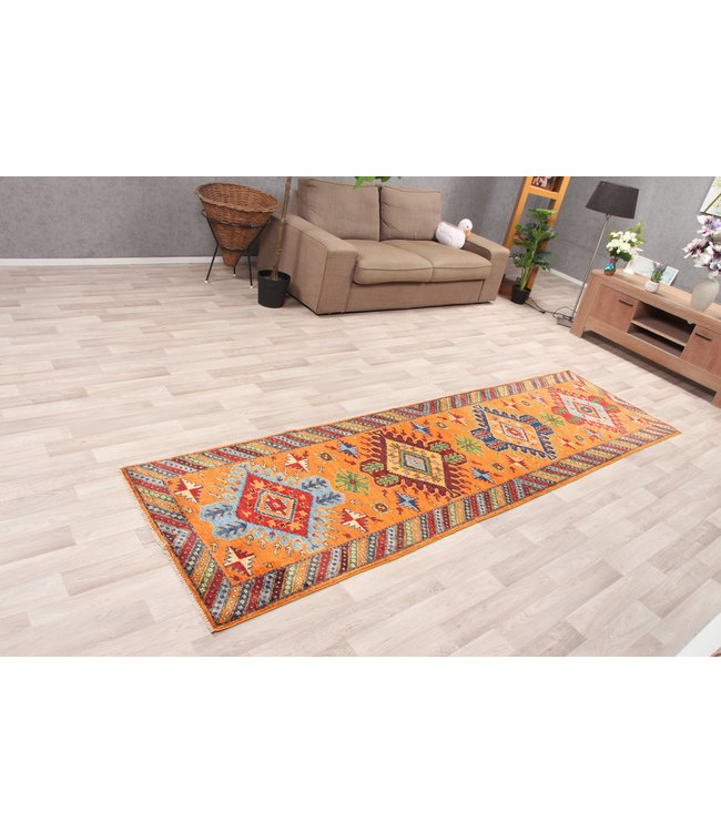 305x82 cm Hand Knotted Kazak Wool  Runner Rug Oriental Carpet