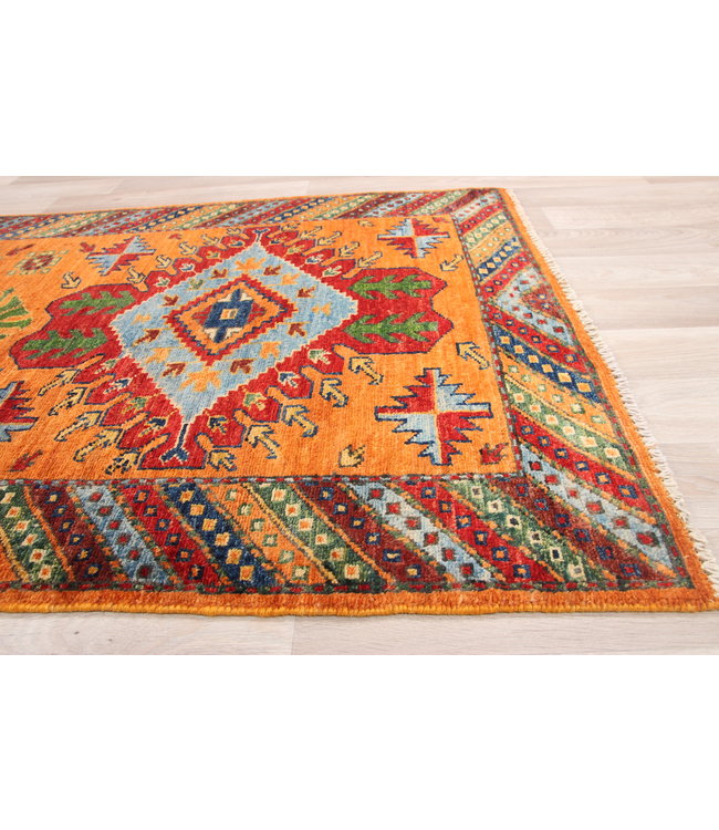 305x82 cm Handgeknoopt Kazak Vloerkleed Wollen Loper Tapijt