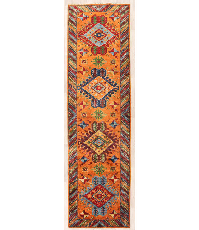 305x82 cm Hand Knotted Kazak Wool  Runner Rug Oriental Carpet