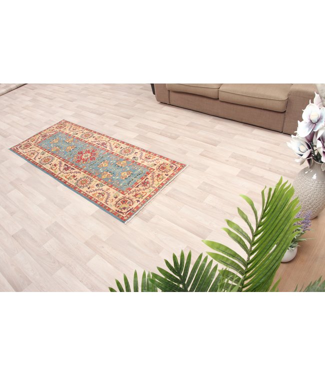 195x80 cm Handgeknoopt Kazak Vloerkleed Wollen Loper Tapijt
