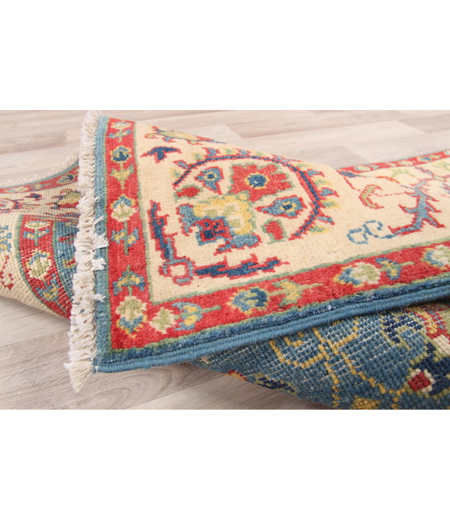 195x80 cm Hand Knotted Kazak Wool  Runner Rug Oriental Carpet