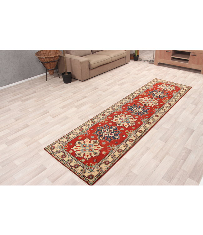 300x83 cm Handgeknoopt Kazak Vloerkleed Wollen Loper Tapijt