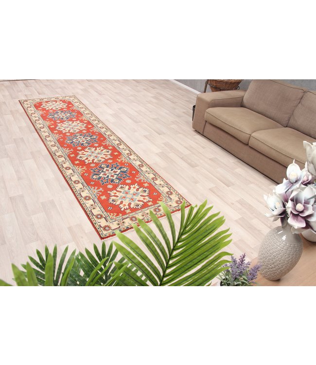 300x83 cm Handgeknoopt Kazak Vloerkleed Wollen Loper Tapijt