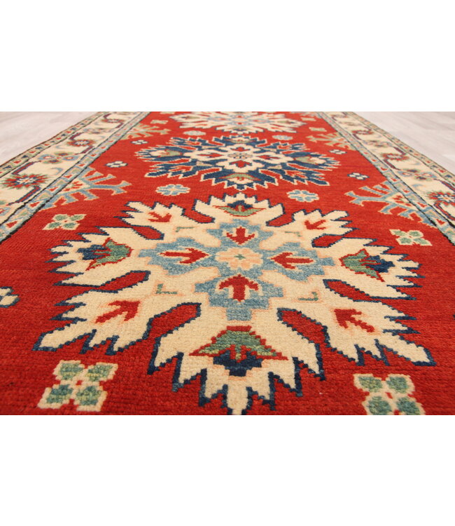 300x83 cm Hand Knotted Kazak Wool Runner Rug Oriental Carpet
