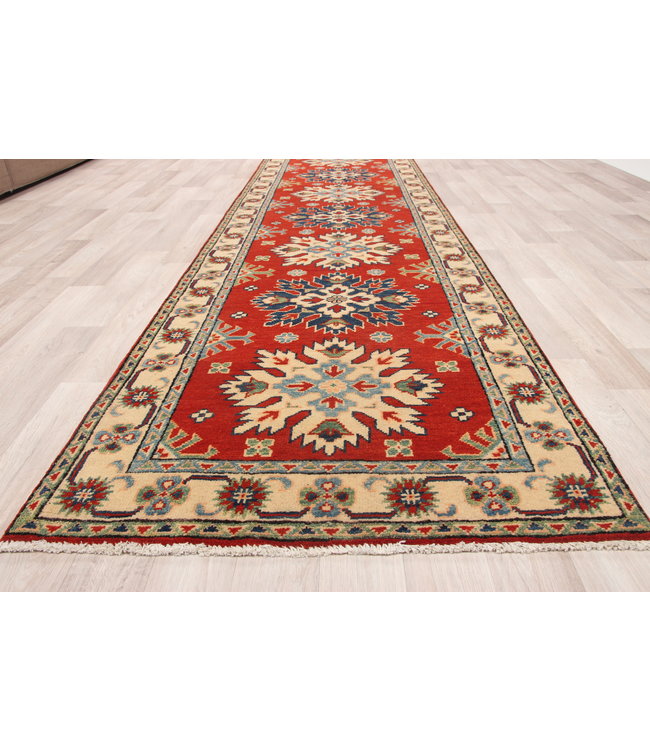 300x83 cm Handgeknoopt Kazak Vloerkleed Wollen Loper Tapijt
