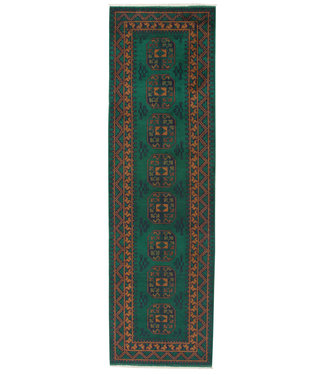 296x86 cm Hand Knotted Traditional Aqcha Wool Oriental Runner Rug