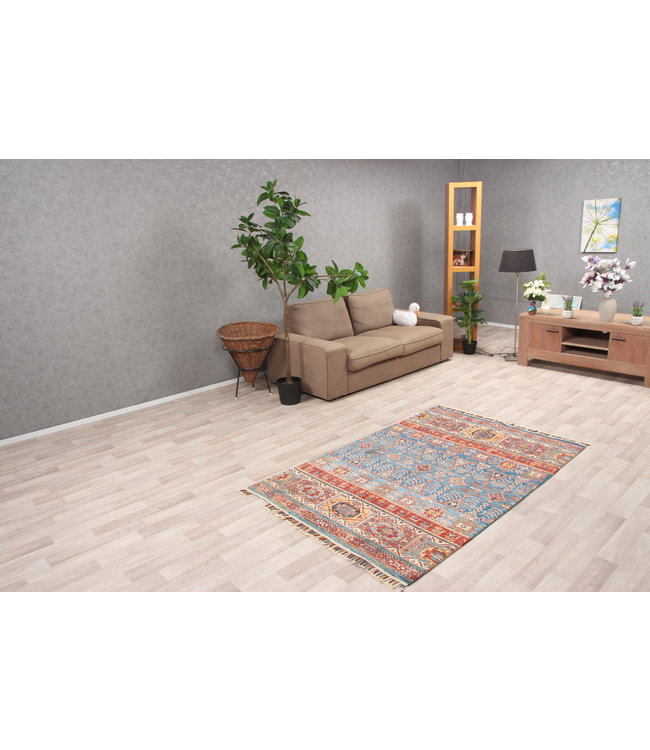 193x127 cm Handgeknoopt Kazak Vloerkleed Wollen Tapijt