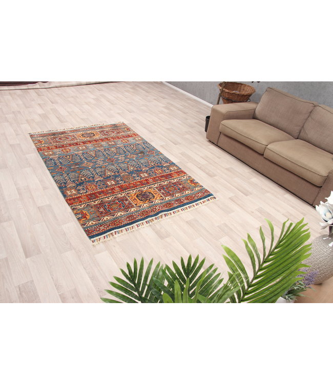 193x127 cm Handgeknoopt Kazak Vloerkleed Wollen Tapijt