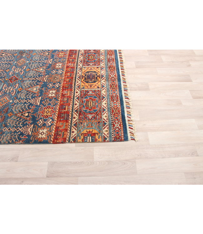 193x127 cm Handgeknoopt Kazak Vloerkleed Wollen Tapijt