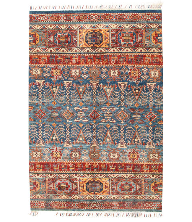 193x127 cm Handgeknüpft Kazak Wolle Teppich