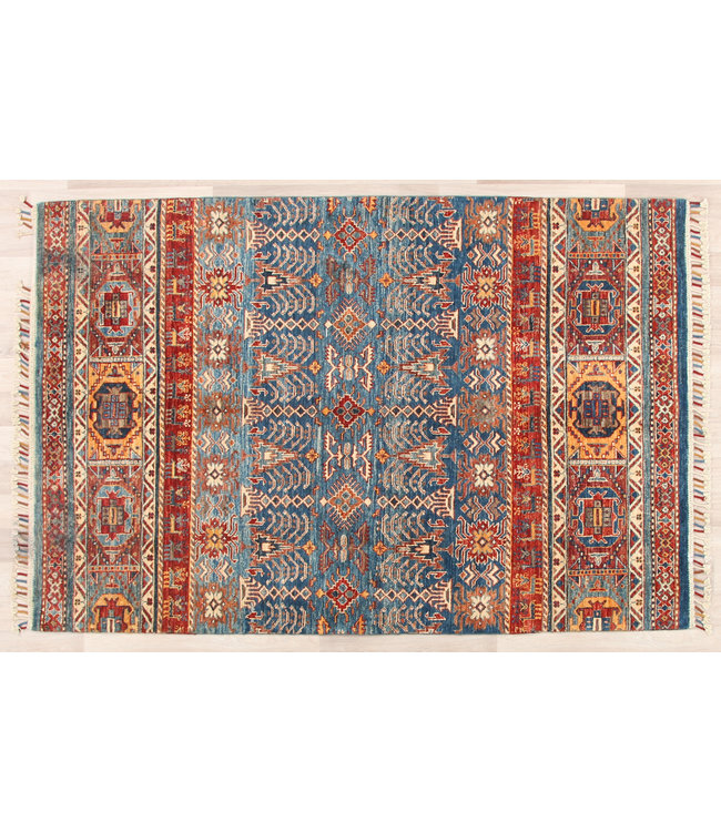 193x127 cm Handgeknoopt Kazak Vloerkleed Wollen Tapijt