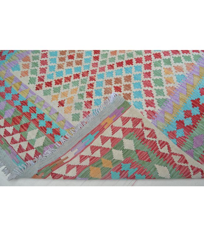 245x163cm Handgeweven Oosters Kelim Tapijt Wol Vloerkleed